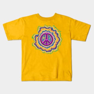 colorful glowing peace sign Kids T-Shirt